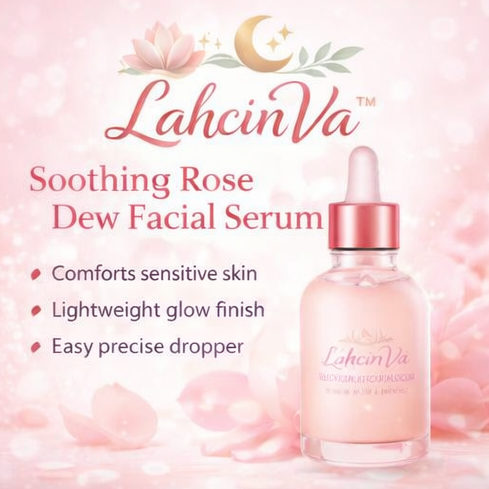 LahcinVa™ Soothing Rose Dew Facial Serum – Hydrating Calming Face Oil, Sensitive Skin Relief, Lightweight Glow Serum