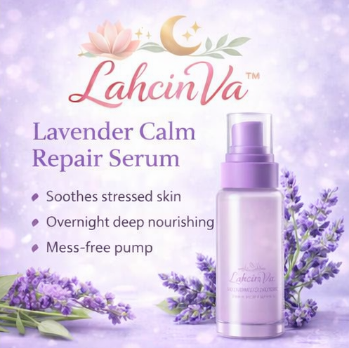 LahcinVa™ Lavender Calm Repair Serum – Night Repair Facial Serum, Stress Relief Skin Care, Deep Nourishing Oil
