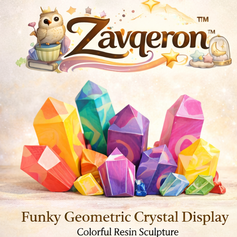 Zavqeron™ Funky Geometric Crystal Display – Colorful Resin Sculpture