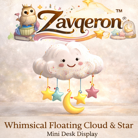 Zavqeron™ Whimsical Floating Cloud & Star – Mini Desk Display