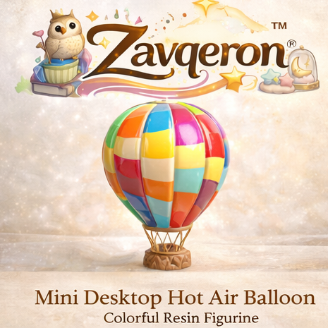 Zavqeron™ Mini Desktop Hot Air Balloon – Colorful Resin Figurine